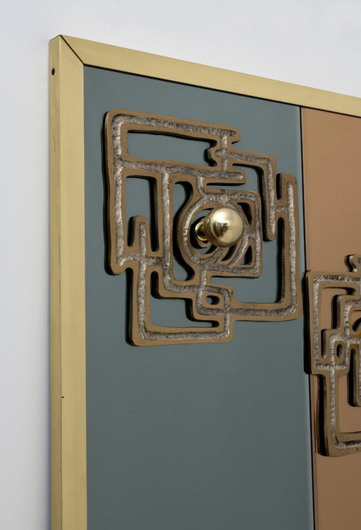 Luciano Frigerio Mid-century Modern Brass and Mirror Clothes Hangers, 1970s