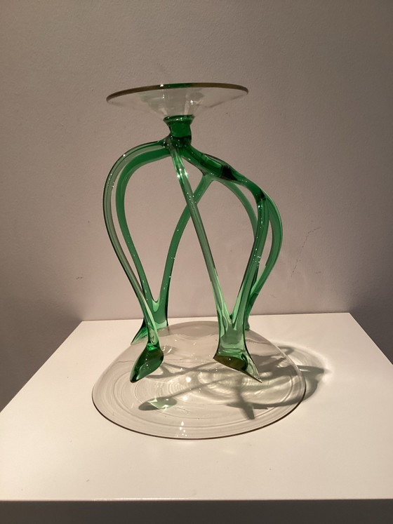 Josefina Krosno vase with a unique octopus base., Glass, Green (photo 4 of 5)