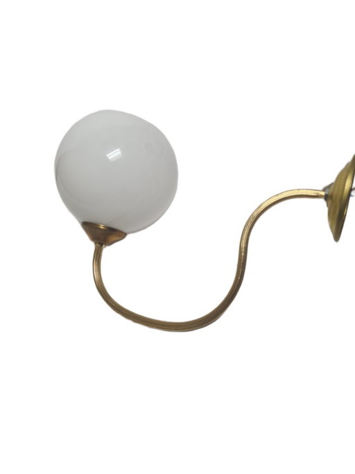 Art Deco wandlamp, Polen, jaren 1950 – wandlampen, Glass, Brass (photo 2 of 9)