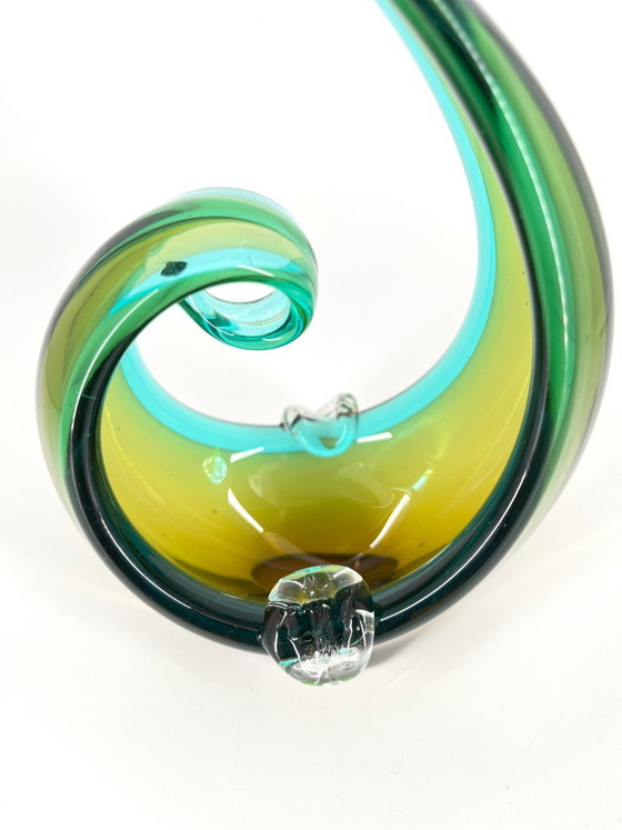 Scultura in Vetro Murano Sommerso – Vintage Anni '60/'70 – Verde Turchese Ambra – Vasi, Glass (photo 9 of 11)