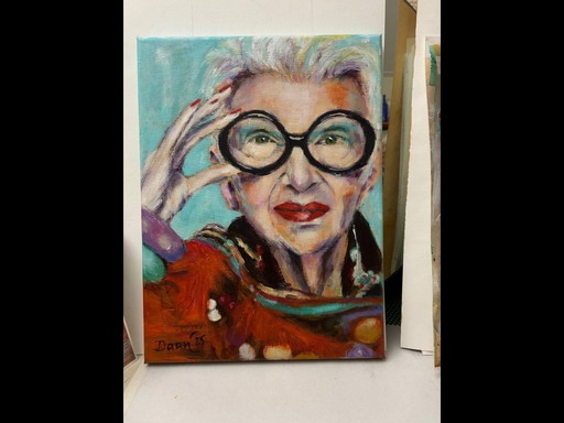 Nice painting by Iris Apfel 30cm wide, 40cm high