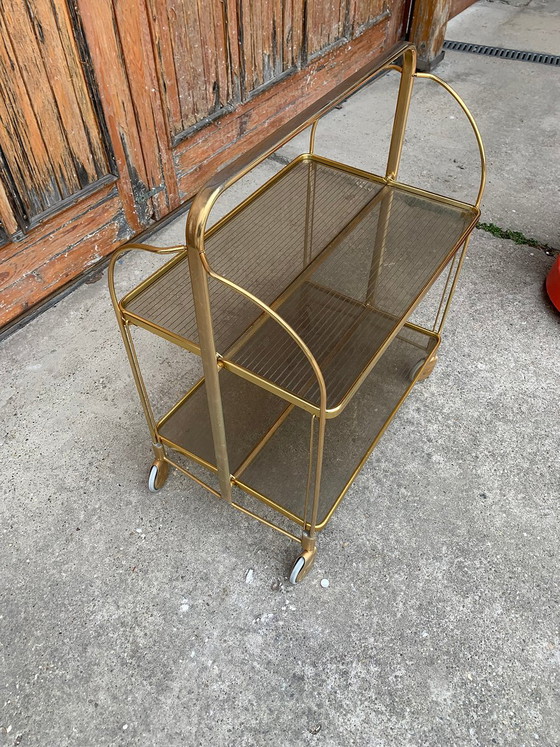 Vintage Folding Trolley in Gold Brass and Plastic – Bar carts (photo 3 of 5)