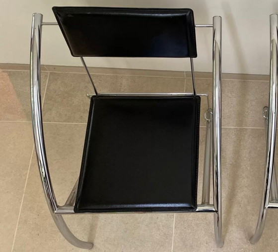 Image 1 of Lot de 2 chaises design vintage en chrome et cuir