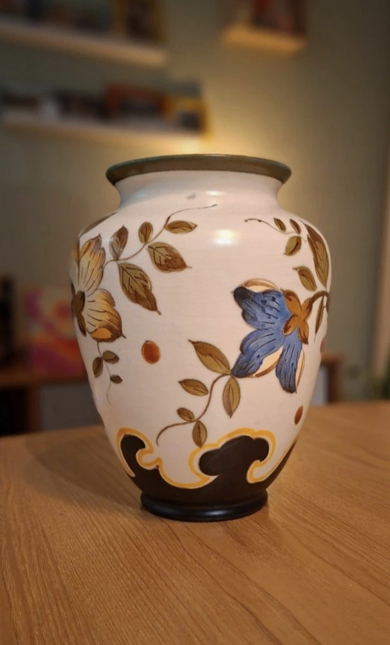 Image 1 of Vaso Royal Gouda in stile Art Déco Anvers 3160 – dipinto a mano, vintage, Olanda