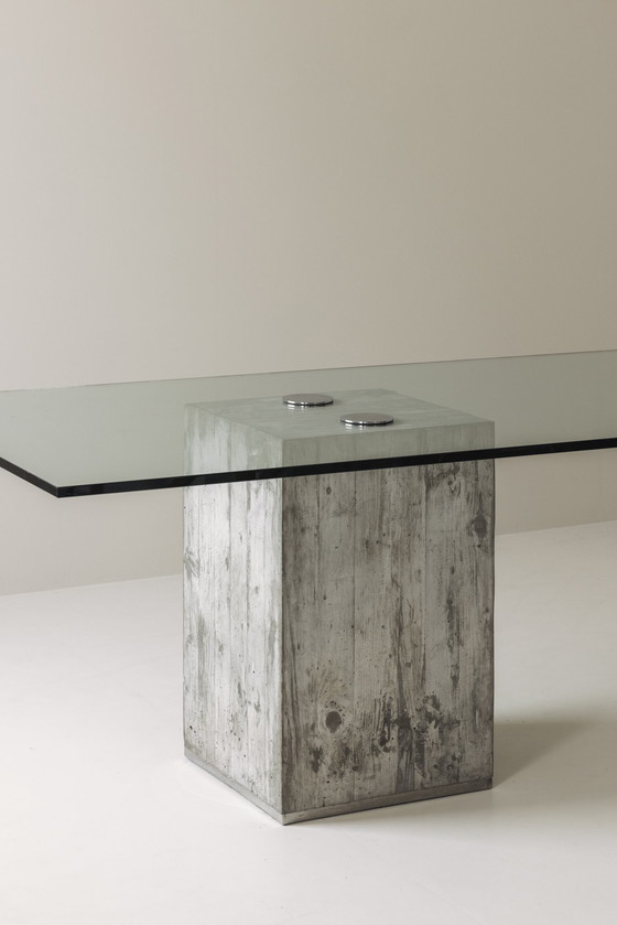 Image 1 of Very Rare Concrete and Glass Dining Table by Saporiti, Italy 1960s