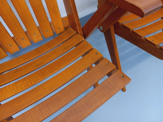 Image 1 of Set of 4 vintage beechwood garden armchairs from the 1960s