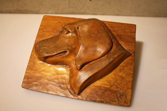 Image 1 of Labrador - Wood Carving - Door Handle - Door Pusher - Front Door Fine Door Knob or Door Pusher With a Wood Carving of a Labrador