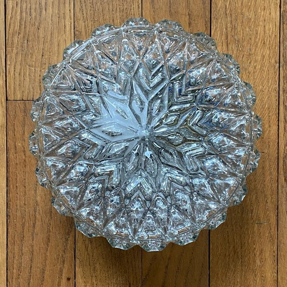 Image 1 of Antieke ronde glazen wandlamp/plafondlamp, 19 cm