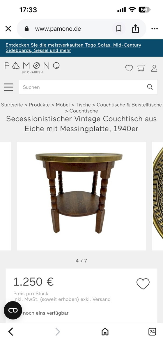 Art Nouveau Art Deco Salontafel Bijzettafel Messing Jaren 1930 Chinees Vintage Handgemaakt – Brass, Wood (photo 14 of 14)