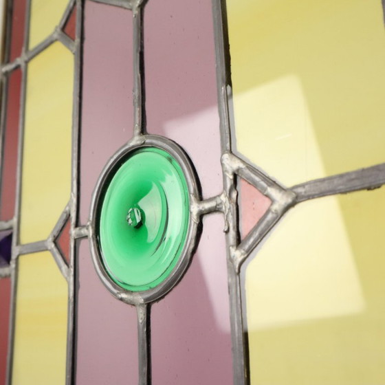 Groot Kleurrijk Glasraam Glas in Lood Medaillon – Decoratieve objecten (photo 9 of 20)