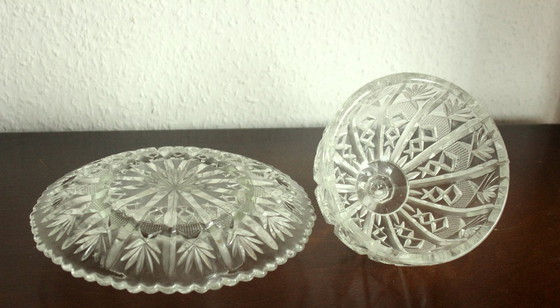 Image 1 of Hoogwaardige botervloot, loodkristalglas, Art Deco, jaren 30