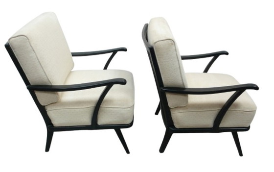 Image 1 of 50s Lounge Chair Gianni Songia Italy, White + Black Mid - Century