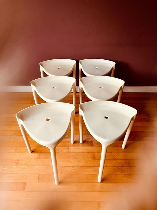 Set mit 6 italienischen Pedralis-Kunststoffhockern