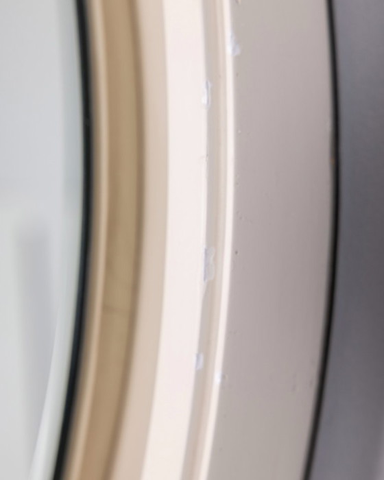 Image 1 of 1970s Vintage Round Wall Mirror in White Wood, Italian Design