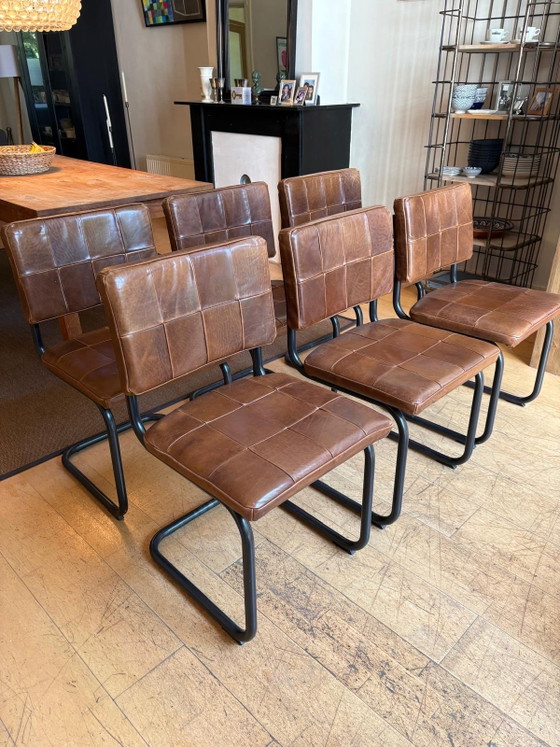 6x Jess Design Lederen Eetkamerstoelen – Leather, Metal (photo 5 of 5)