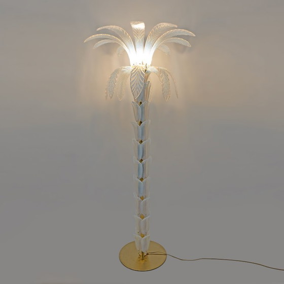 Image 1 of Pair of Iridescent Murano Glass Palm Tree Floor Lamps