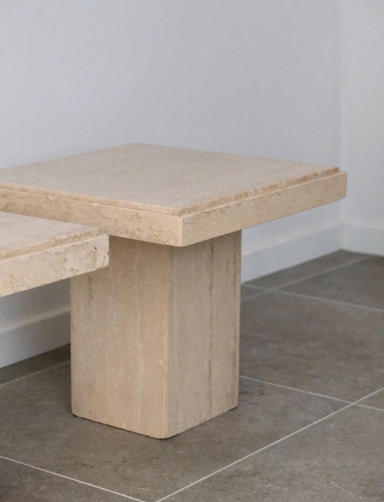 Image 1 of Paar postmoderne Travertintische