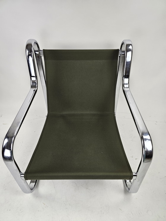 Image 1 of Set of 2 Italian chairs in chrome frame and completely reupholstered