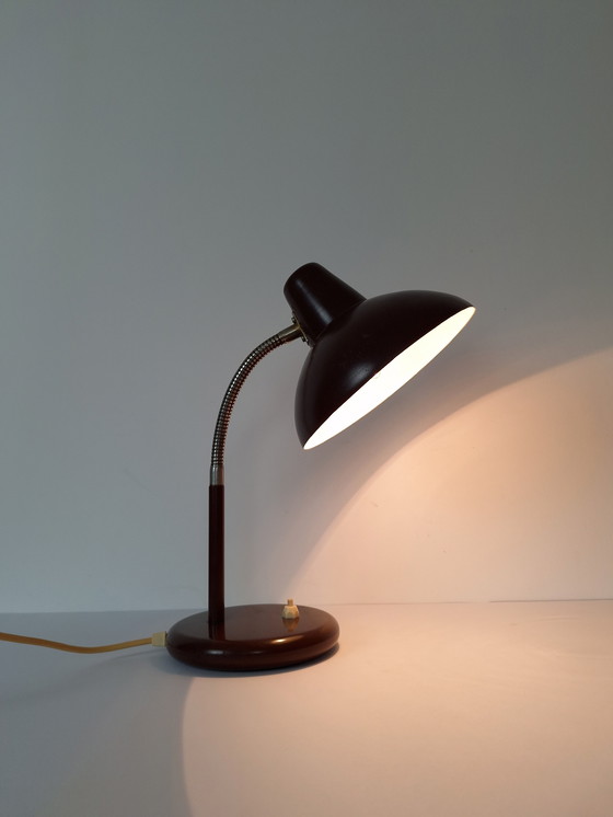 Image 1 of Vintage Gooseneck Table Lamp / Desk Lamp Brown / Industrial Metal Lamp / Retro Office Lamp