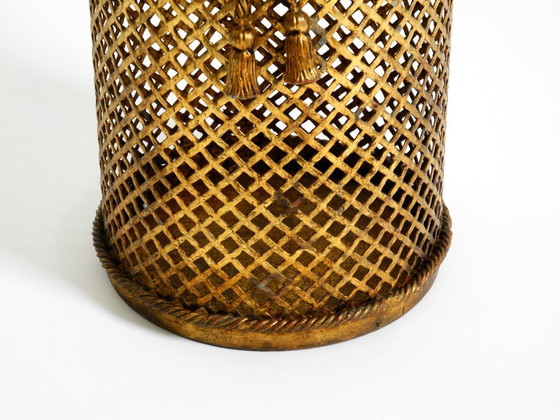 Image 1 of Cestino per la carta straccia in metallo dorato Regency italiano di metà secolo di Li Puma