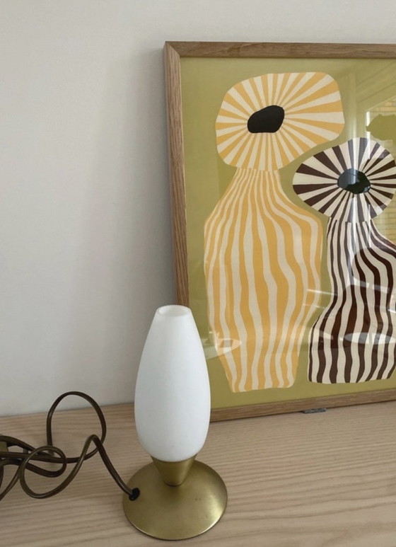 Image 1 of R.S.- Leuchten - tafellamp - kelklamp - melkglas - messing - 80's