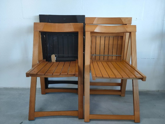 Image 1 of Set van 2 vintage Aldo Jacober model Trieste stijl jaren 60 'caned'houten stoelen