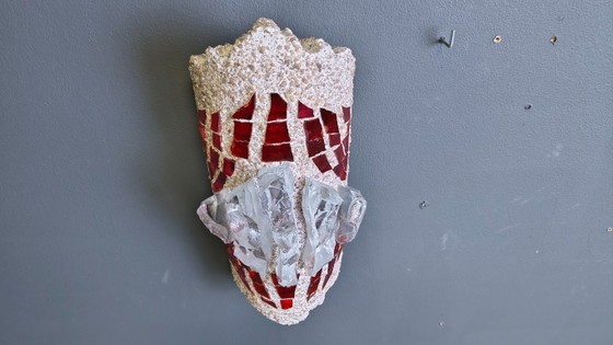 Image 1 of Brutalistische wandlamp van cement en glas, jaren 60.