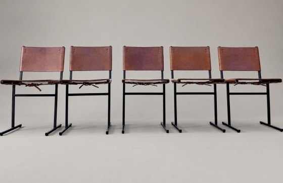 5 sedie Memento — Jesse Sanderson per WDSTCK, pelle color cognac – Sedie da pranzo, Leather, Metal (photo 13 of 15)