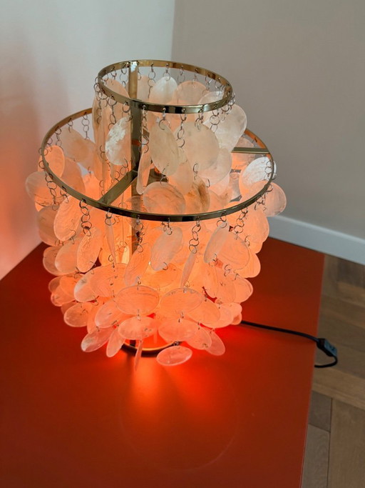 Verpan FUN 2™ table lamp with brass frame and mother-of-pearl discs
