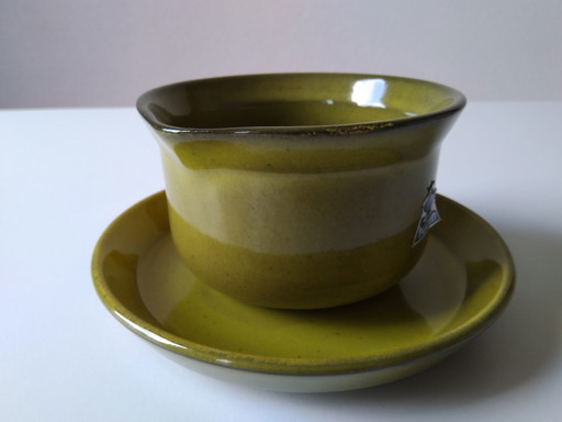 Potterie De Driehoek bol Huizen avec assiette en dessous
