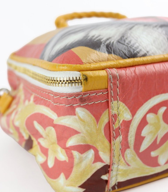 Image 1 of Sac Balenciaga Blanket en cuir orange à imprimé graphique