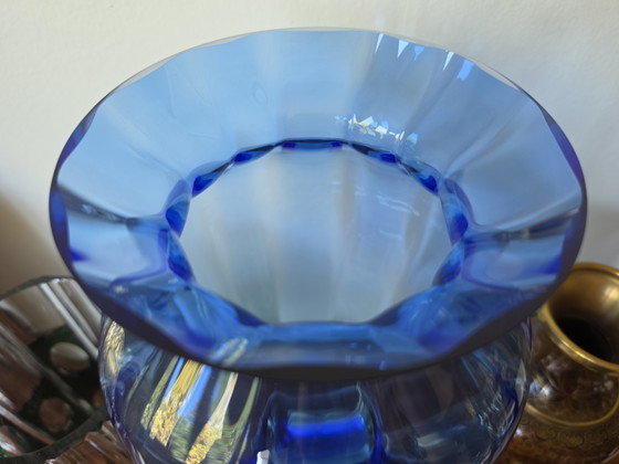 Large Vintage Beyer Bleikristall 38cm Cobalt Blue Crystal Vase - Bavaria – Glass (photo 5 of 5)