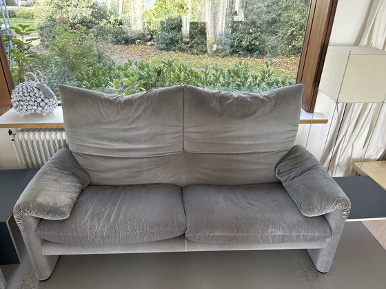 Image 1 of Divano Cassina Maralunga 2,5 posti - a righe grigio/nero