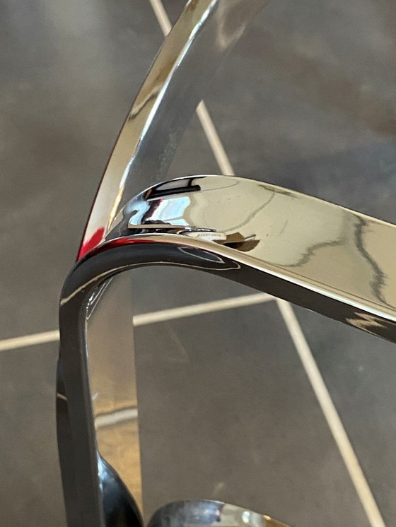 Image 1 of Table basse double plateau verre chrome style Bauhaus vintage 1970