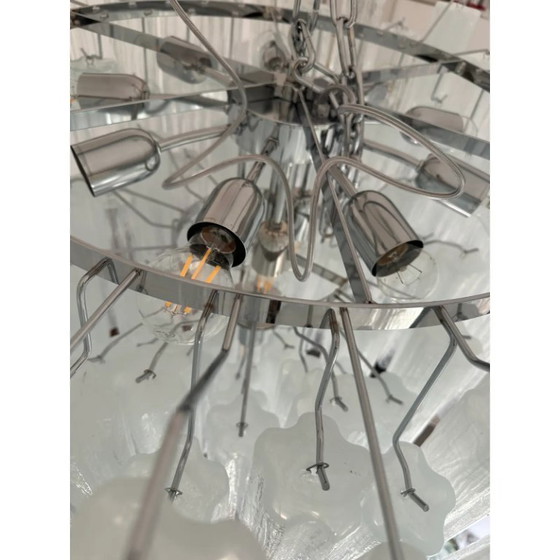 Image 1 of Luxe, extra grote Tronchi-kroonluchter van geaderd wit alabastro Murano-glas van Simoeng