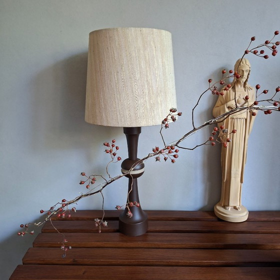 Dutch Design Mid Century Modern Style Raak Amsterdam Table Lamp – Textile, Wood (photo 9 of 11)