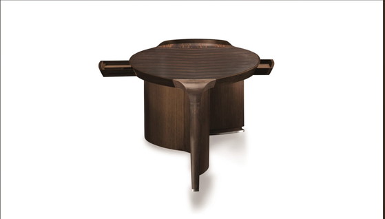 Giorgetti Erasmo Desk with two Genius armchairs in brown leather – Wood (photo 13 of 15)