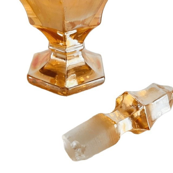Image 1 of Vintage karafje Jeanette Carnival glas parfumflesje perzik 1930's