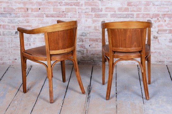 Een paar gerestaureerde art-deco fauteuils, beukenhout, kunstleer, Oostenrijk, jaren 1930 – Wood, Skai (photo 3 of 8)