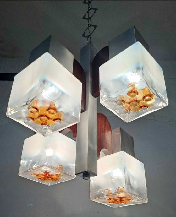 Lampadario vintage – Mazzega, Vetro, Metallo (photo 7 of 7)