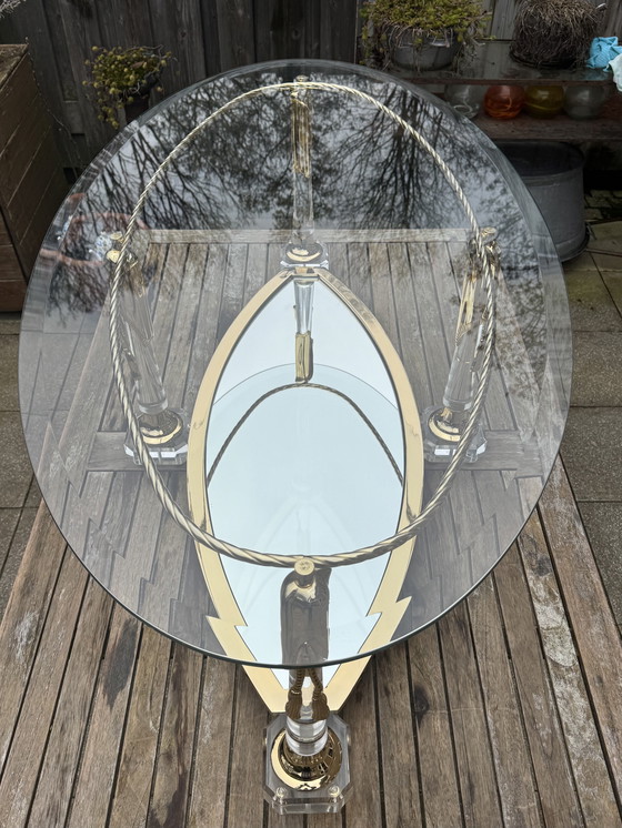 Image 1 of Tavolino da caffè Hollywood Regency | Italiano, dorato e a specchio | ca. 1975)