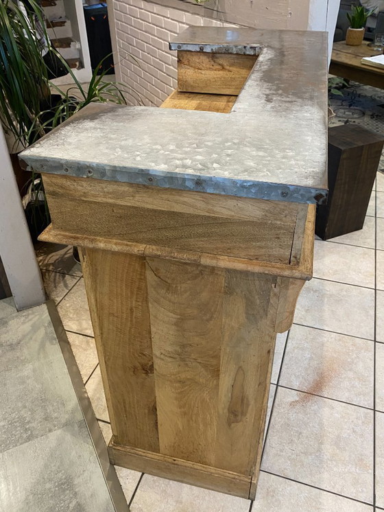 Image 1 of Mobili da bar antichi e autentici, stile vintage, bancone da bistrot, rovere e zinco, anni '50