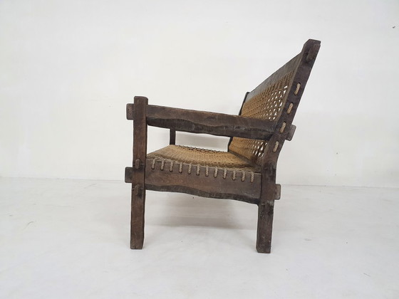 Unique solid oak and rope sofa, The Netherlands 1960's – Bankjes, Wood (photo 4 of 11)
