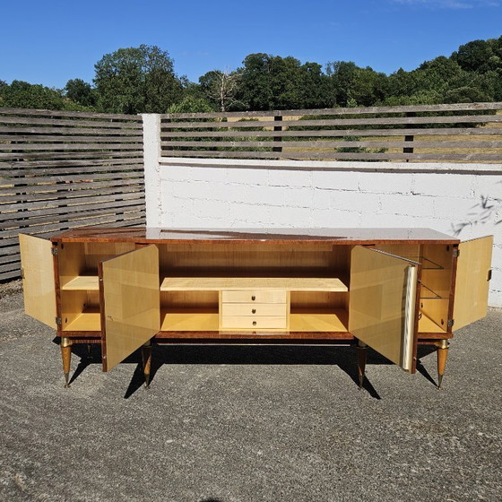 Image 1 of Frans dressoir uit het midden van de 20e eeuw - Luxe buffetkast van wortelhout - jaren 60