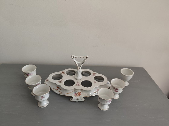 Image 1 of Set of 6 egg cups and serving tray