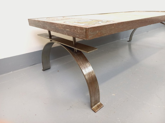 Image 1 of Vintage coffee table by Jean Gregorieff for Roche Bobois in ceramic and steel from the 60s and 70s