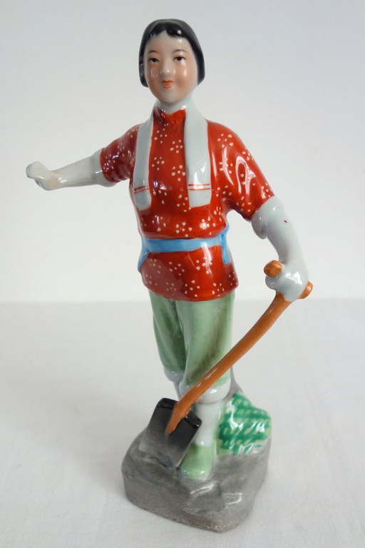 Estatua femenina de porcelana china con forma de galleta - Revolución Cultural n.º 6