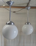 Lámpara colgante de globo opalino estilo Bauhaus XL - mediados del siglo XX