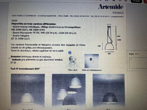 Lámpara colgante ARTEMIDE NUR 1618, Lámparas colgantes, Aluminio, Gris (foto 3 de 5)