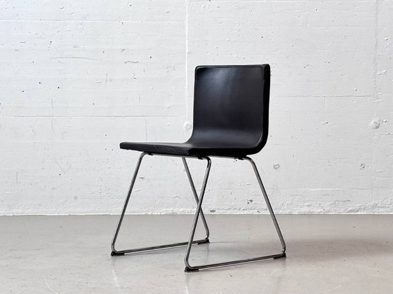 4 Sedie in Pelle IKEA Bernhard di Ola Wihlborg, Nero / Cromo – Sedie da camera, Leather (photo 5 of 15)